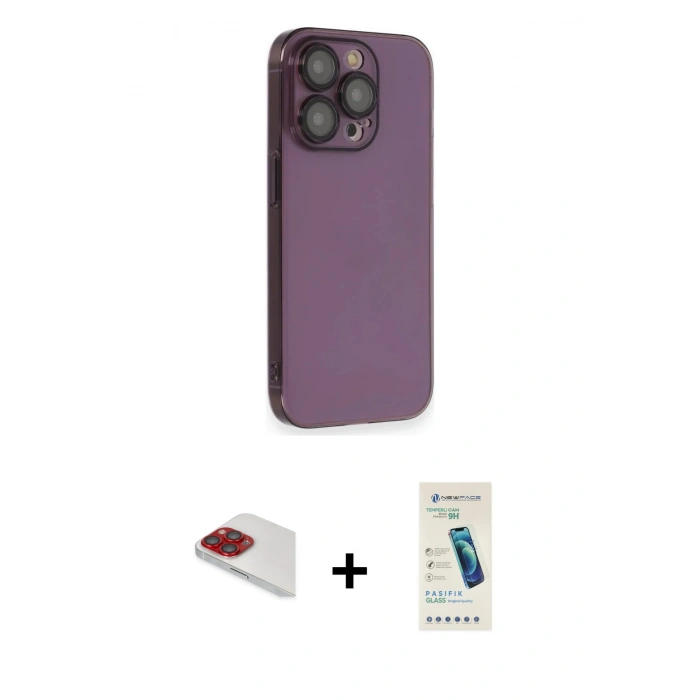 MARSİLYAN™- iPhone 13 Pro Max Kılıf Siluet Minimal Özel Seri - Şeffaf Pasifik Cam Ekran Koruyucu + Pers Alüminyum Kamera Lens - KI