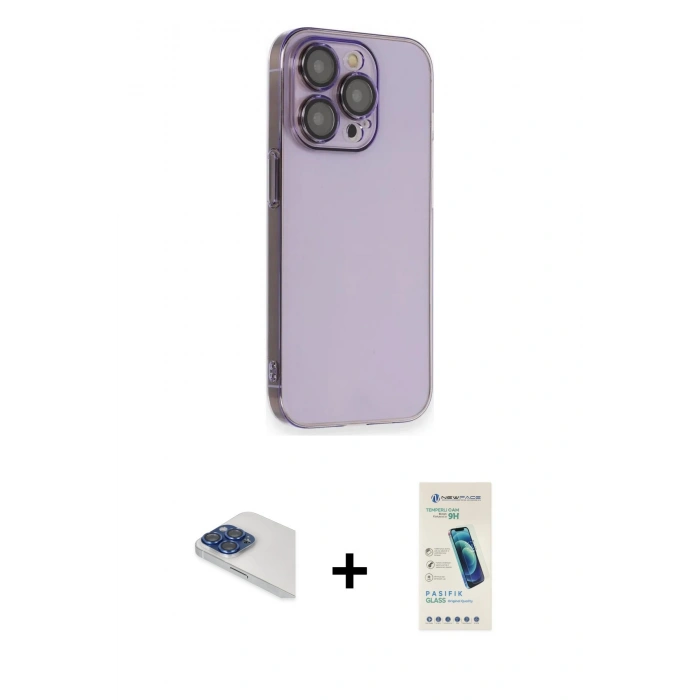MARSİLYAN™- iPhone 13 Pro Max Kılıf Siluet Minimal Özel Seri - Şeffaf Pasifik Cam Ekran Koruyucu + Pers Alüminyum Kamera Lens - LT