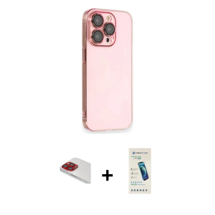 MARSİLYAN™- iPhone 13 Pro Max Kılıf Siluet Minimal Özel Seri - Şeffaf Pasifik Cam Ekran Koruyucu + Pers Alüminyum Kamera Lens - KI