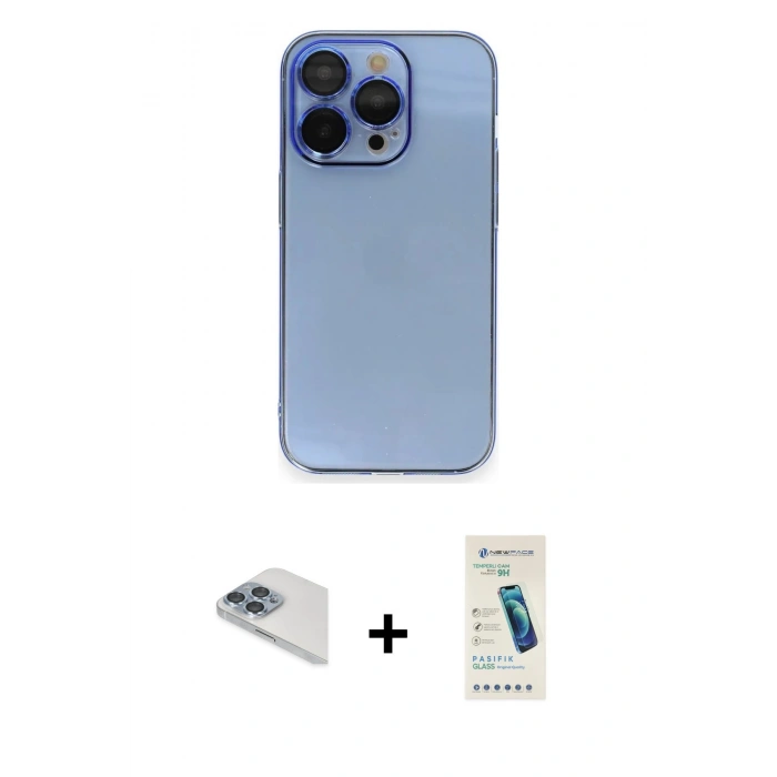 MARSİLYAN™- iPhone 13 Pro Max Kılıf Siluet Minimal Özel Seri - Şeffaf Pasifik Cam Ekran Koruyucu + Pers Alüminyum Kamera Lens - SABE