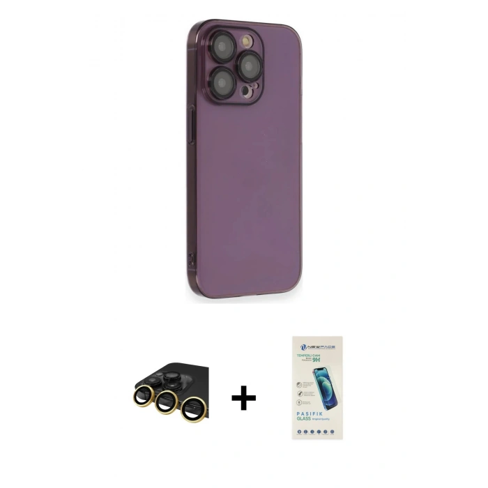 MARSİLYAN™- iPhone 13 Pro Max Kılıf Siluet Minimal Özel Seri - Şeffaf Pasifik Cam Ekran Koruyucu + Raze Metal Kamera Lens - GD