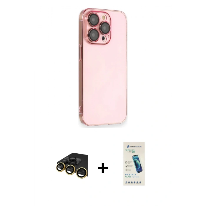 MARSİLYAN™- iPhone 13 Pro Max Kılıf Siluet Minimal Özel Seri - Şeffaf Pasifik Cam Ekran Koruyucu + Raze Metal Kamera Lens - GD