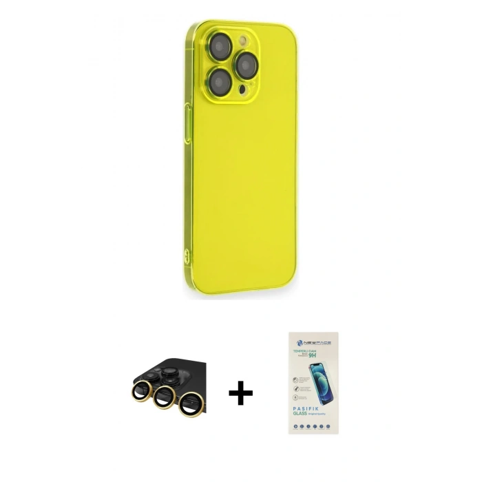 MARSİLYAN™- iPhone 13 Pro Max Kılıf Siluet Minimal Özel Seri - Şeffaf Pasifik Cam Ekran Koruyucu + Raze Metal Kamera Lens - GD