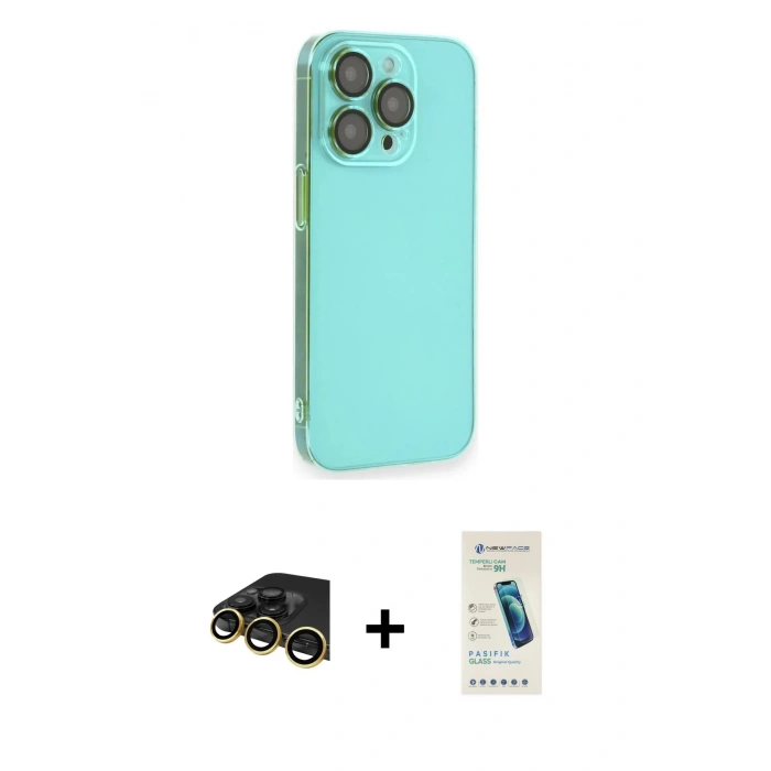 MARSİLYAN™- iPhone 13 Pro Max Kılıf Siluet Minimal Özel Seri - Şeffaf Pasifik Cam Ekran Koruyucu + Raze Metal Kamera Lens - GD