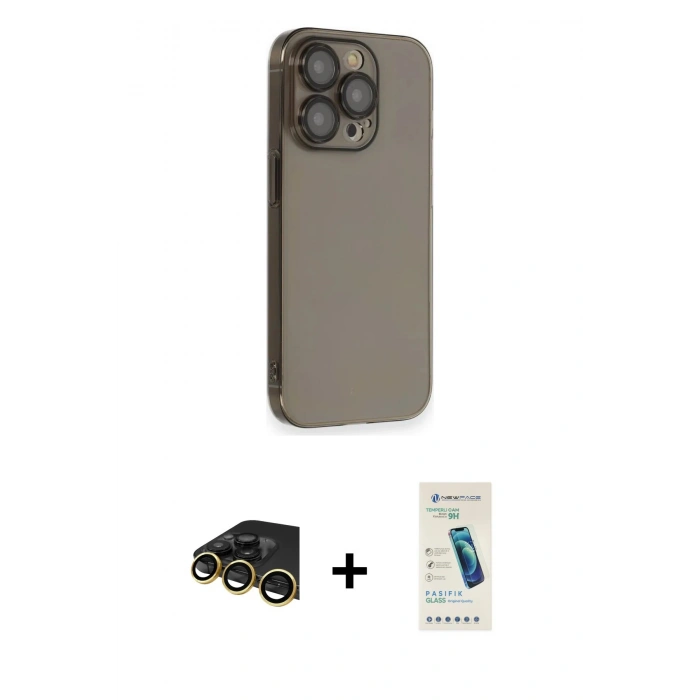 MARSİLYAN™- iPhone 13 Pro Max Kılıf Siluet Minimal Özel Seri - Şeffaf Pasifik Cam Ekran Koruyucu + Raze Metal Kamera Lens - GD