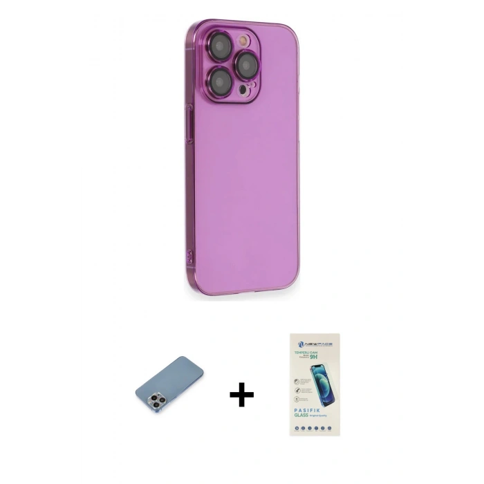 MARSİLYAN™- iPhone 13 Pro Max Kılıf Siluet Minimal Özel Seri - Şeffaf Pasifik Cam Ekran Koruyucu + Shine Kamera Lens Koruma Cam - GI