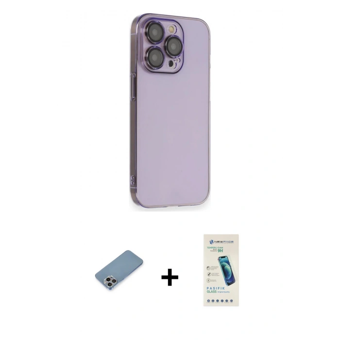 MARSİLYAN™- iPhone 13 Pro Max Kılıf Siluet Minimal Özel Seri - Şeffaf Pasifik Cam Ekran Koruyucu + Shine Kamera Lens Koruma Cam - GI