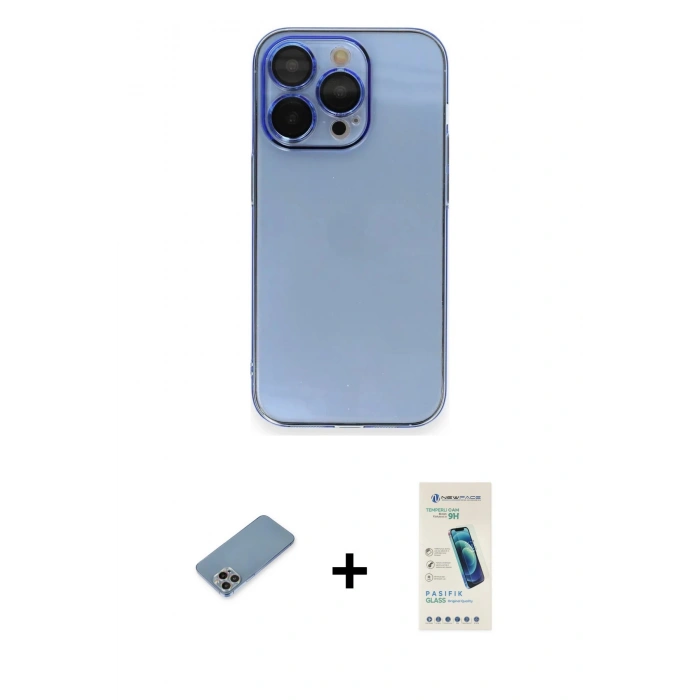 MARSİLYAN™- iPhone 13 Pro Max Kılıf Siluet Minimal Özel Seri - Şeffaf Pasifik Cam Ekran Koruyucu + Shine Kamera Lens Koruma Cam - GI