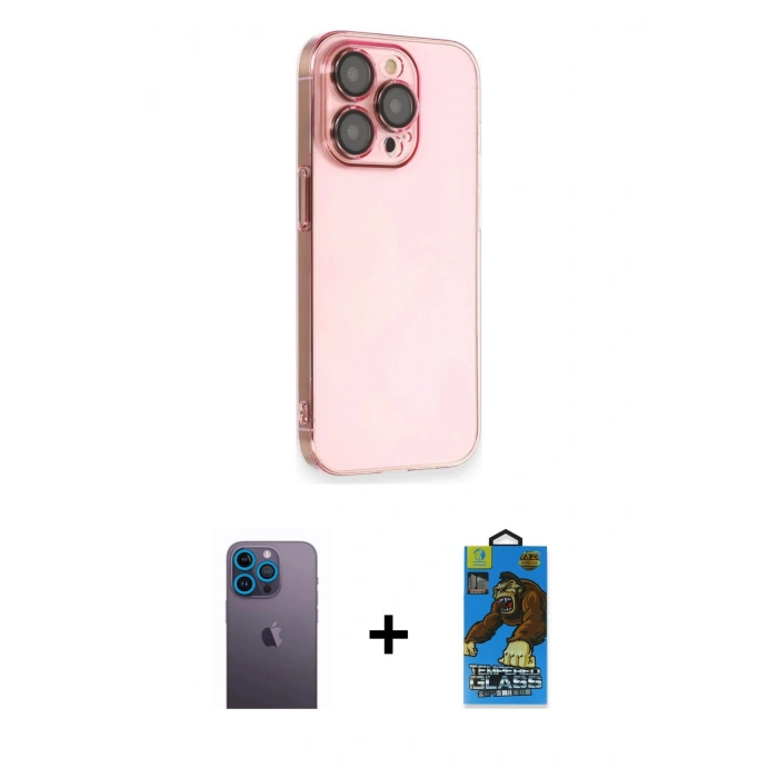 MARSİLYAN™- iPhone 13 Pro Max Kılıf Siluet Minimal Özel Seri - Siyah 18D Cam Ekran Koruyucu + Neon Fosforlu Kamera Lens - MI