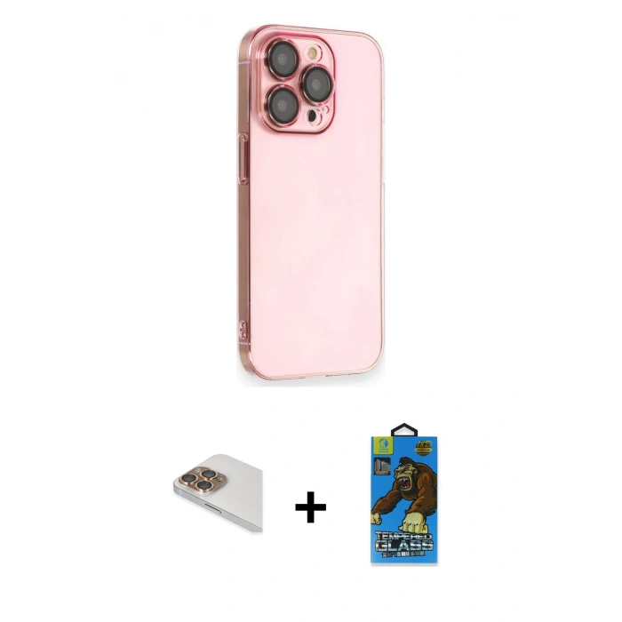 MARSİLYAN™- iPhone 13 Pro Max Kılıf Siluet Minimal Özel Seri - Siyah 18D Cam Ekran Koruyucu + Pers Alüminyum Kamera Lens - GD