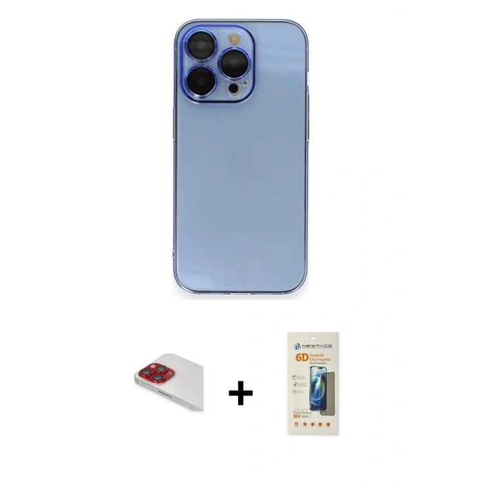 MARSİLYAN™- iPhone 13 Pro Max Kılıf Siluet Minimal Özel Seri - Siyah 6D Mat Seramik Hayalet Nano Ekran Koruyucu + Pers Alüminyum Kamera Lens - KI
