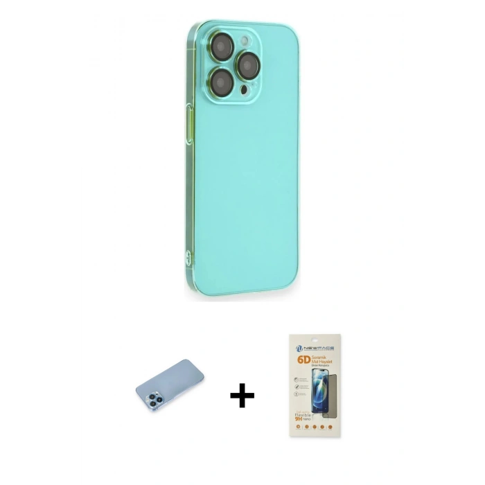 MARSİLYAN™- iPhone 13 Pro Max Kılıf Siluet Minimal Özel Seri - Siyah 6D Mat Seramik Hayalet Nano Ekran Koruyucu + Shine Kamera Lens Koruma Cam - MI