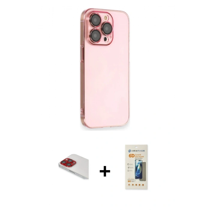 MARSİLYAN™- iPhone 13 Pro Max Kılıf Siluet Minimal Özel Seri - Siyah 6D Mat Seramik Hayalet Nano Ekran Koruyucu + Pers Alüminyum Kamera Lens - KI