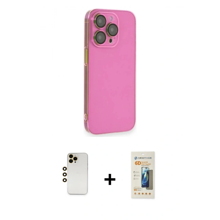 MARSİLYAN™- iPhone 13 Pro Max Kılıf Siluet Minimal Özel Seri - Siyah 6D Mat Seramik Hayalet Nano Ekran Koruyucu + Shine Kamera Lens - GD
