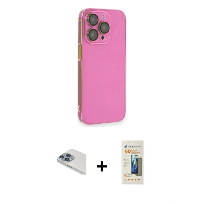 MARSİLYAN™- iPhone 13 Pro Max Kılıf Siluet Minimal Özel Seri - Siyah 6D Mat Seramik Hayalet Nano Ekran Koruyucu + Pers Alüminyum Kamera Lens - SABE