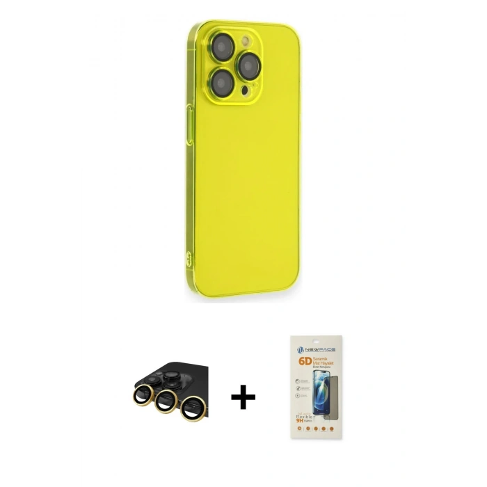 MARSİLYAN™- iPhone 13 Pro Max Kılıf Siluet Minimal Özel Seri - Siyah 6D Mat Seramik Hayalet Nano Ekran Koruyucu + Raze Metal Kamera Lens - GD