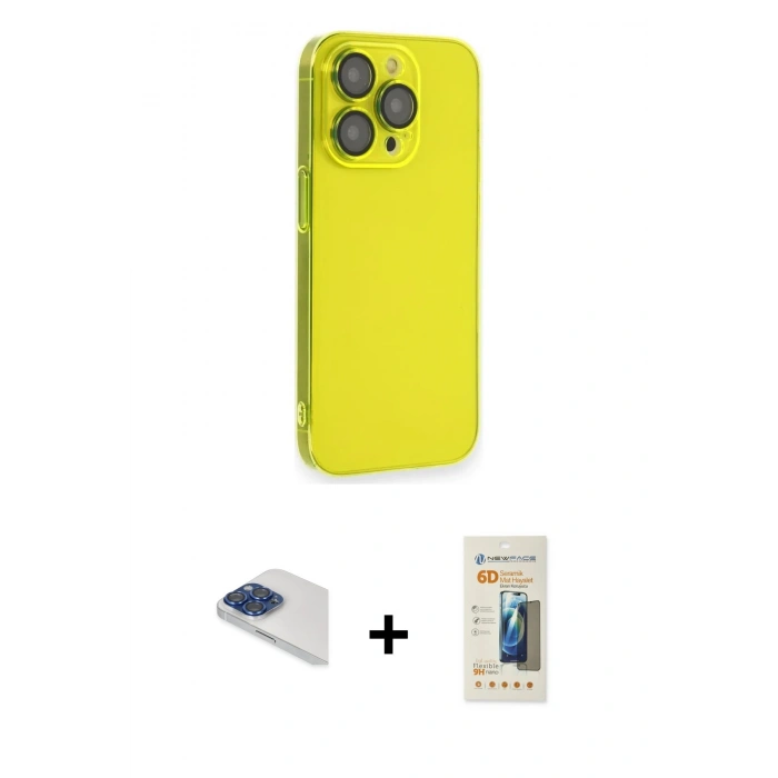 MARSİLYAN™- iPhone 13 Pro Max Kılıf Siluet Minimal Özel Seri - Siyah 6D Mat Seramik Hayalet Nano Ekran Koruyucu + Pers Alüminyum Kamera Lens - LT