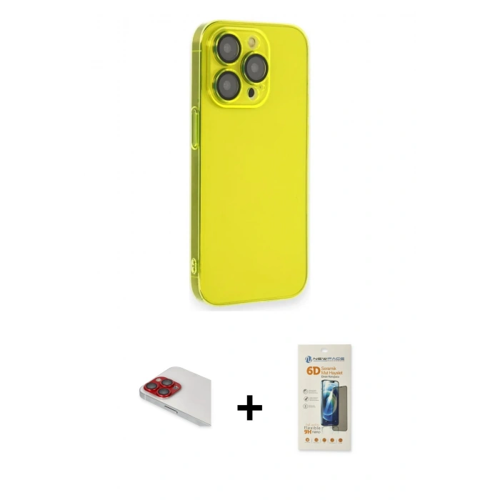 MARSİLYAN™- iPhone 13 Pro Max Kılıf Siluet Minimal Özel Seri - Siyah 6D Mat Seramik Hayalet Nano Ekran Koruyucu + Pers Alüminyum Kamera Lens - KI