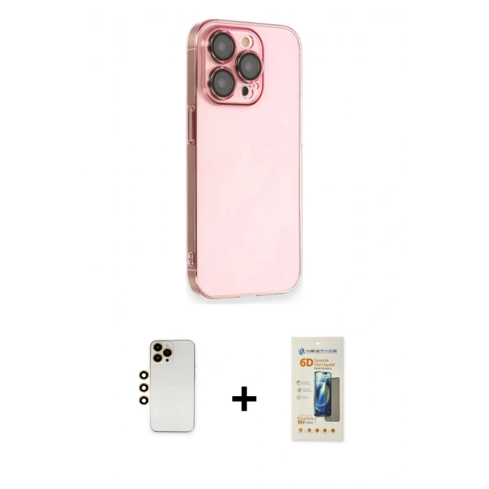 MARSİLYAN™- iPhone 13 Pro Max Kılıf Siluet Minimal Özel Seri - Siyah 6D Mat Seramik Hayalet Nano Ekran Koruyucu + Shine Kamera Lens - GD