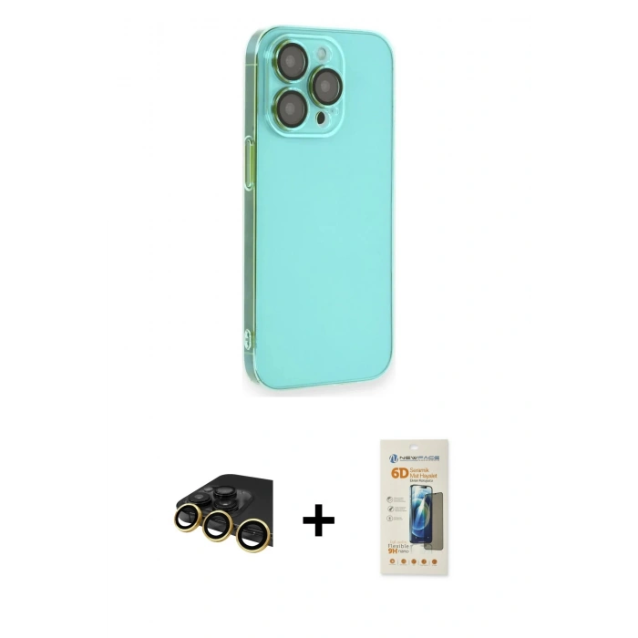MARSİLYAN™- iPhone 13 Pro Max Kılıf Siluet Minimal Özel Seri - Siyah 6D Mat Seramik Hayalet Nano Ekran Koruyucu + Raze Metal Kamera Lens - GD