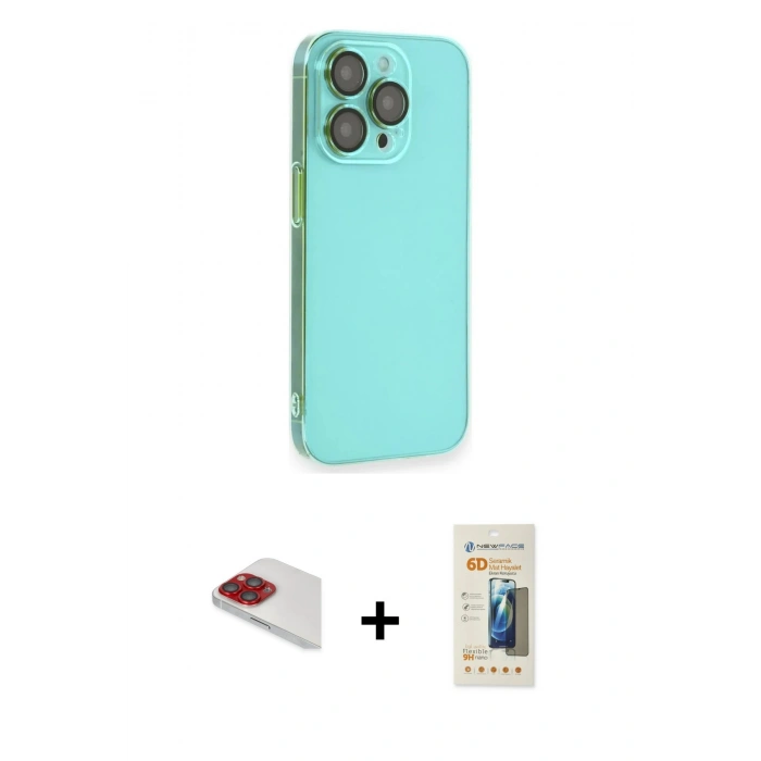 MARSİLYAN™- iPhone 13 Pro Max Kılıf Siluet Minimal Özel Seri - Siyah 6D Mat Seramik Hayalet Nano Ekran Koruyucu + Pers Alüminyum Kamera Lens - KI