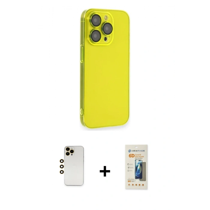 MARSİLYAN™- iPhone 13 Pro Max Kılıf Siluet Minimal Özel Seri - Siyah 6D Mat Seramik Hayalet Nano Ekran Koruyucu + Shine Kamera Lens - GD