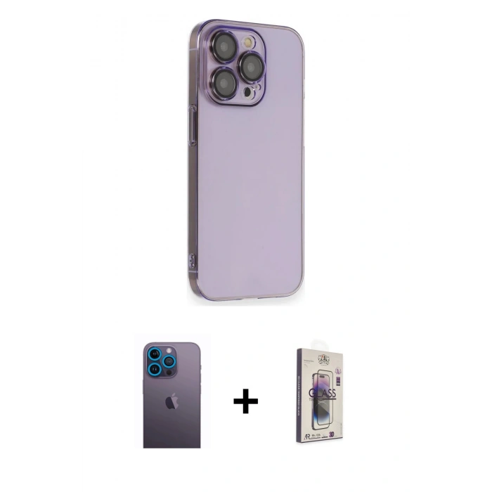 MARSİLYAN™- iPhone 13 Pro Max Kılıf Siluet Minimal Özel Seri - Siyah Bilvis 3D Cam Ekran Koruyucu + Neon Fosforlu Kamera Lens - MI