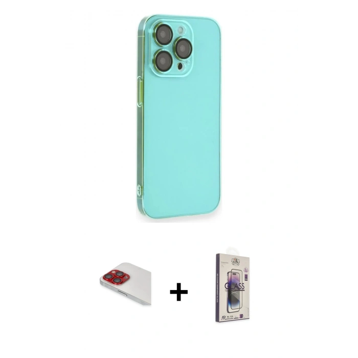 MARSİLYAN™- iPhone 13 Pro Max Kılıf Siluet Minimal Özel Seri - Siyah Bilvis 3D Cam Ekran Koruyucu + Pers Alüminyum Kamera Lens - KI