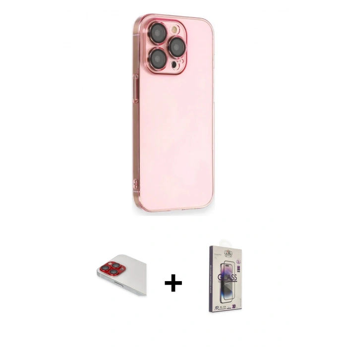 MARSİLYAN™- iPhone 13 Pro Max Kılıf Siluet Minimal Özel Seri - Siyah Bilvis 3D Cam Ekran Koruyucu + Pers Alüminyum Kamera Lens - KI
