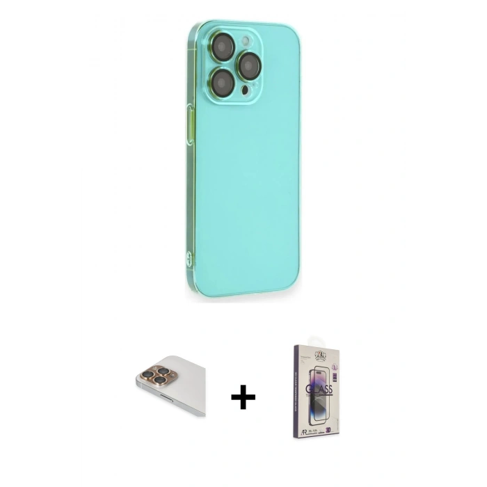 MARSİLYAN™- iPhone 13 Pro Max Kılıf Siluet Minimal Özel Seri - Siyah Bilvis 3D Cam Ekran Koruyucu + Pers Alüminyum Kamera Lens - GD