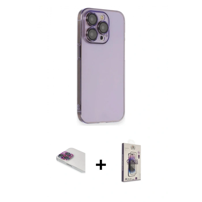 MARSİLYAN™- iPhone 13 Pro Max Kılıf Siluet Minimal Özel Seri - Siyah Bilvis 3D Cam Ekran Koruyucu + Pers Alüminyum Kamera Lens - GI
