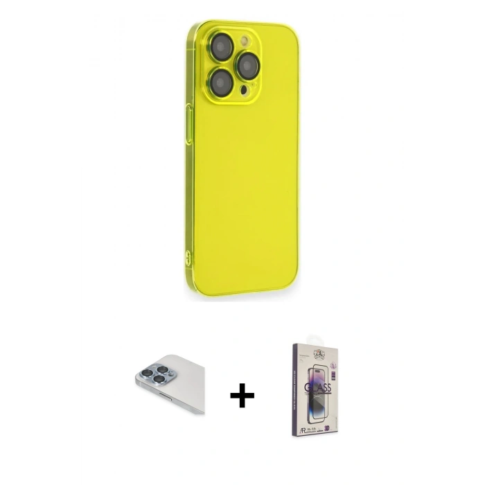 MARSİLYAN™- iPhone 13 Pro Max Kılıf Siluet Minimal Özel Seri - Siyah Bilvis 3D Cam Ekran Koruyucu + Pers Alüminyum Kamera Lens - SABE