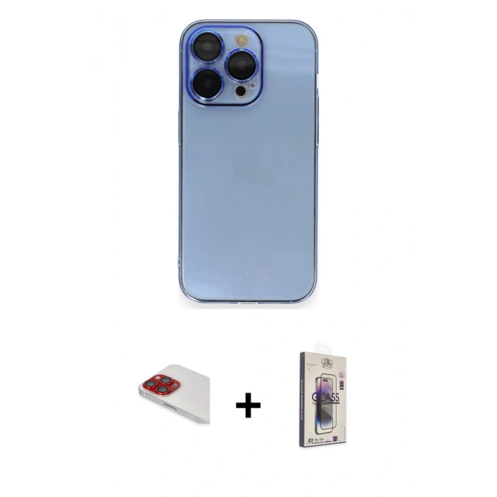 MARSİLYAN™- iPhone 13 Pro Max Kılıf Siluet Minimal Özel Seri - Siyah Bilvis 3D Cam Ekran Koruyucu + Pers Alüminyum Kamera Lens - KI