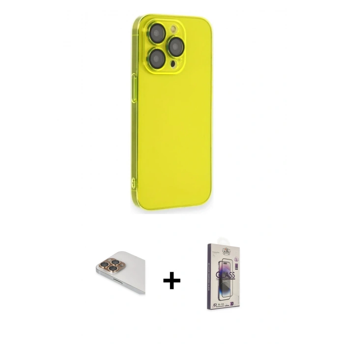 MARSİLYAN™- iPhone 13 Pro Max Kılıf Siluet Minimal Özel Seri - Siyah Bilvis 3D Cam Ekran Koruyucu + Pers Alüminyum Kamera Lens - GD