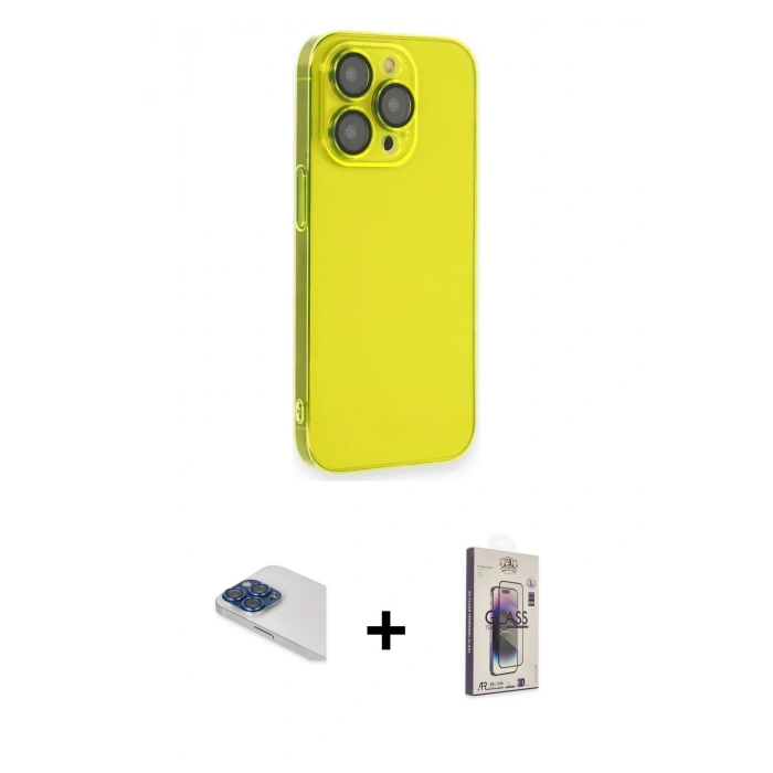 MARSİLYAN™- iPhone 13 Pro Max Kılıf Siluet Minimal Özel Seri - Siyah Bilvis 3D Cam Ekran Koruyucu + Pers Alüminyum Kamera Lens - LT