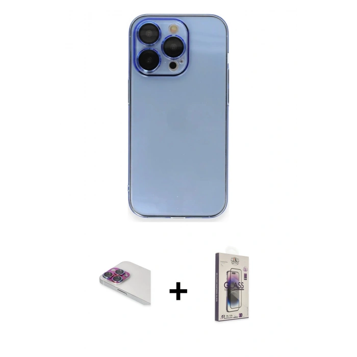 MARSİLYAN™- iPhone 13 Pro Max Kılıf Siluet Minimal Özel Seri - Siyah Bilvis 3D Cam Ekran Koruyucu + Pers Alüminyum Kamera Lens - GI