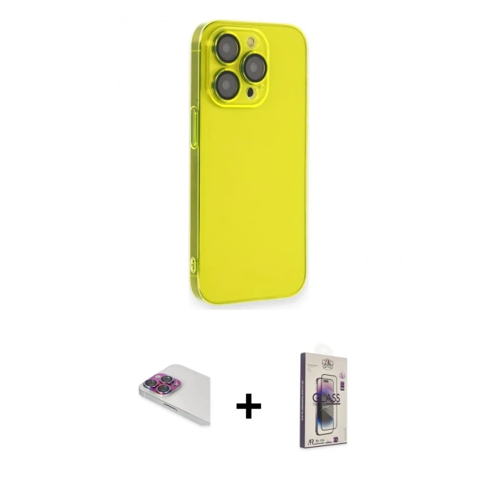 MARSİLYAN™- iPhone 13 Pro Max Kılıf Siluet Minimal Özel Seri - Siyah Bilvis 3D Cam Ekran Koruyucu + Pers Alüminyum Kamera Lens - GI