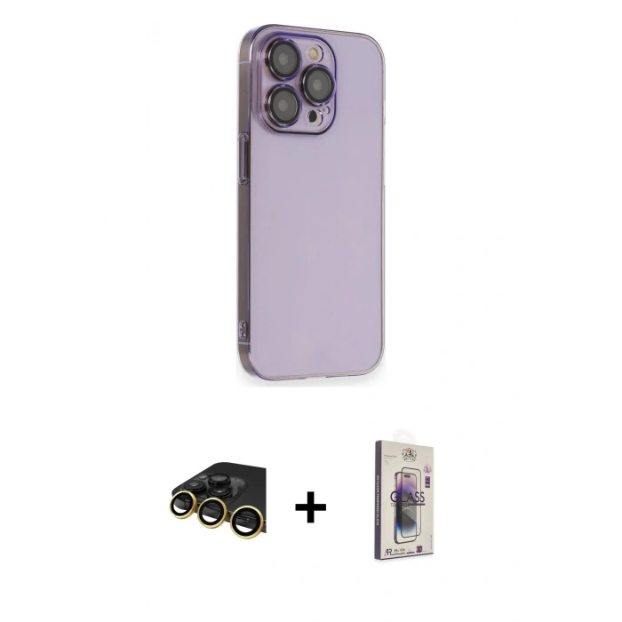 MARSİLYAN™- iPhone 13 Pro Max Kılıf Siluet Minimal Özel Seri - Siyah Bilvis 3D Cam Ekran Koruyucu + Raze Metal Kamera Lens - GD