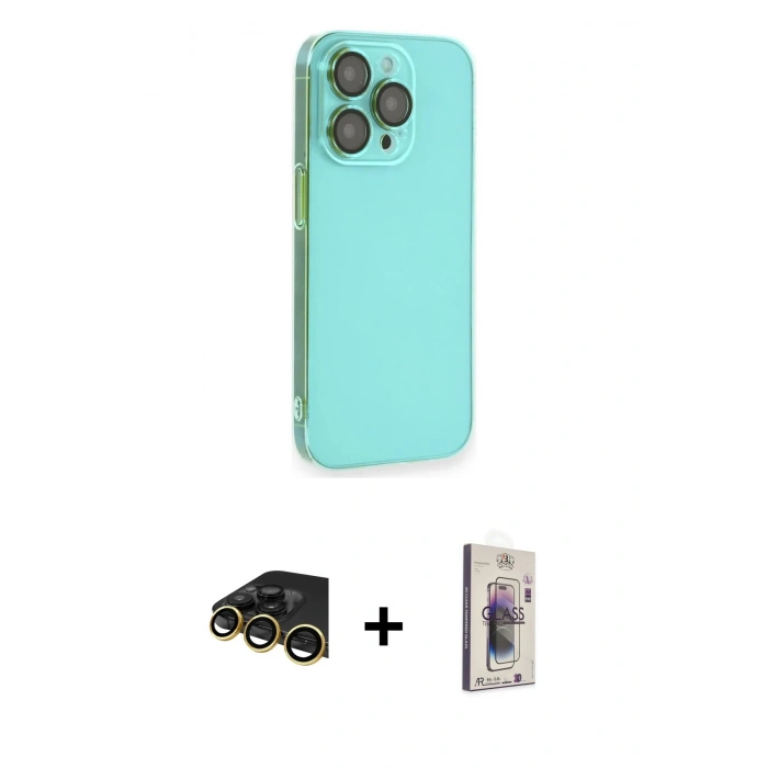 MARSİLYAN™- iPhone 13 Pro Max Kılıf Siluet Minimal Özel Seri - Siyah Bilvis 3D Cam Ekran Koruyucu + Raze Metal Kamera Lens - GD