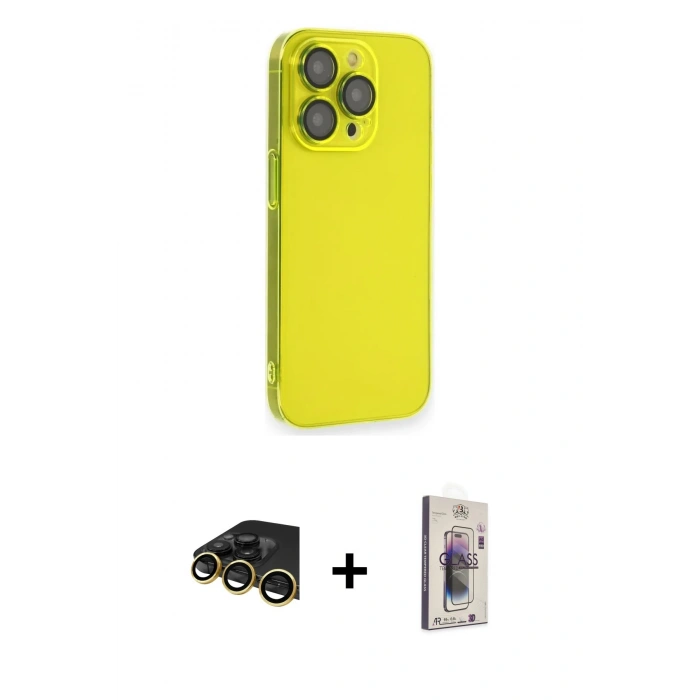 MARSİLYAN™- iPhone 13 Pro Max Kılıf Siluet Minimal Özel Seri - Siyah Bilvis 3D Cam Ekran Koruyucu + Raze Metal Kamera Lens - GD
