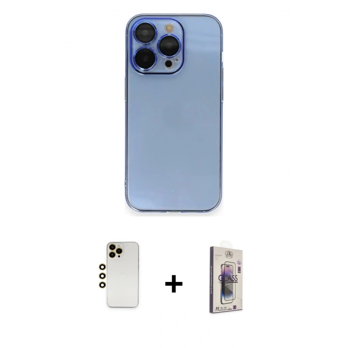 MARSİLYAN™- iPhone 13 Pro Max Kılıf Siluet Minimal Özel Seri - Siyah Bilvis 3D Cam Ekran Koruyucu + Shine Kamera Lens - GD