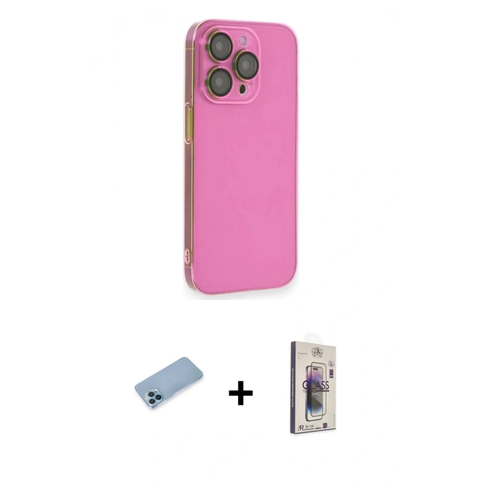MARSİLYAN™- iPhone 13 Pro Max Kılıf Siluet Minimal Özel Seri - Siyah Bilvis 3D Cam Ekran Koruyucu + Shine Kamera Lens Koruma Cam - MI