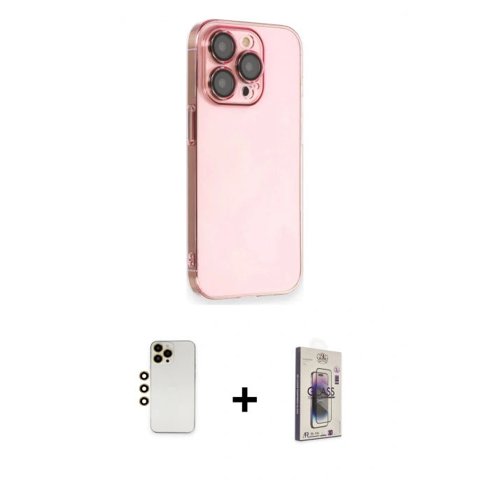 MARSİLYAN™- iPhone 13 Pro Max Kılıf Siluet Minimal Özel Seri - Siyah Bilvis 3D Cam Ekran Koruyucu + Shine Kamera Lens - GD
