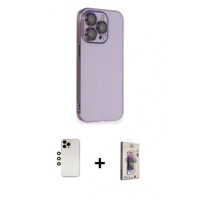MARSİLYAN™- iPhone 13 Pro Max Kılıf Siluet Minimal Özel Seri - Siyah Bilvis 3D Cam Ekran Koruyucu + Shine Kamera Lens - GD