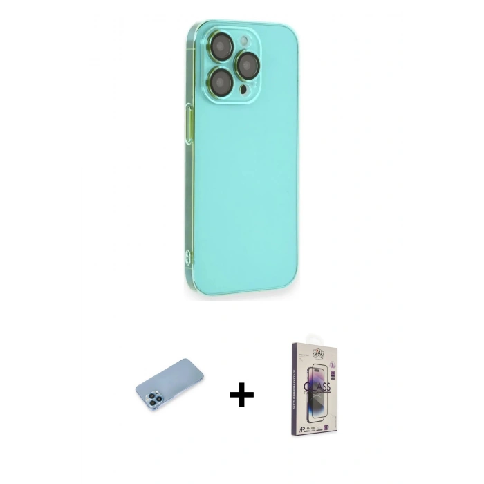 MARSİLYAN™- iPhone 13 Pro Max Kılıf Siluet Minimal Özel Seri - Siyah Bilvis 3D Cam Ekran Koruyucu + Shine Kamera Lens Koruma Cam - MI