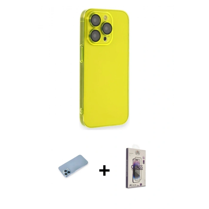 MARSİLYAN™- iPhone 13 Pro Max Kılıf Siluet Minimal Özel Seri - Siyah Bilvis 3D Cam Ekran Koruyucu + Shine Kamera Lens Koruma Cam - MI
