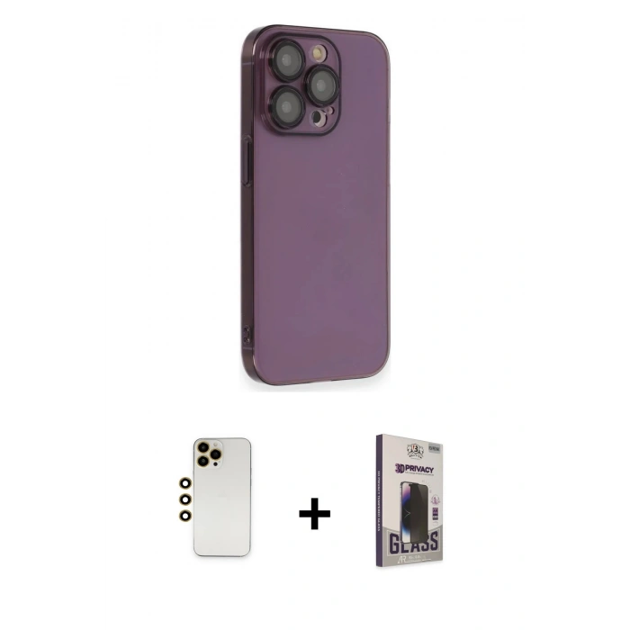 MARSİLYAN™- iPhone 13 Pro Max Kılıf Siluet Minimal Özel Seri - Siyah Bilvis Hayalet Cam Ekran Koruyucu + Shine Kamera Lens - GD