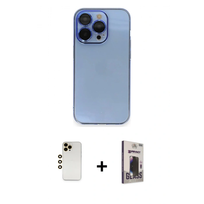 MARSİLYAN™- iPhone 13 Pro Max Kılıf Siluet Minimal Özel Seri - Siyah Bilvis Hayalet Cam Ekran Koruyucu + Shine Kamera Lens - GD