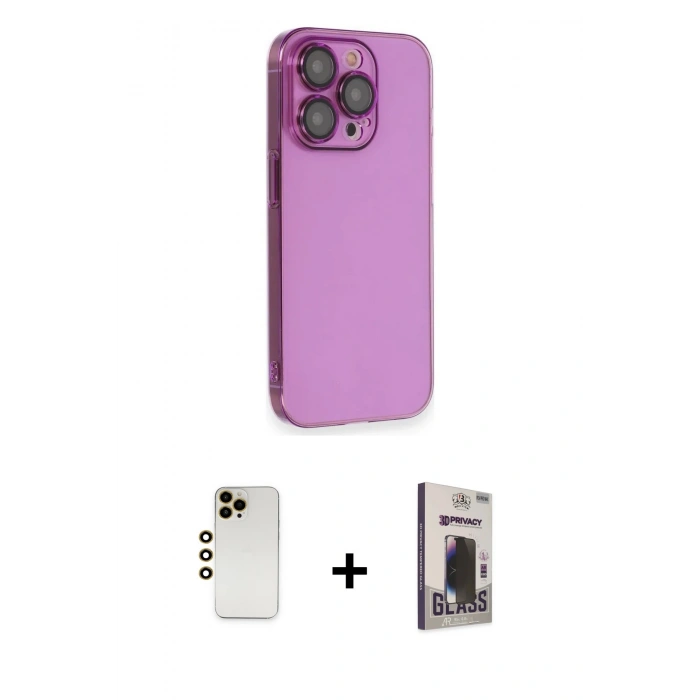 MARSİLYAN™- iPhone 13 Pro Max Kılıf Siluet Minimal Özel Seri - Siyah Bilvis Hayalet Cam Ekran Koruyucu + Shine Kamera Lens - GD