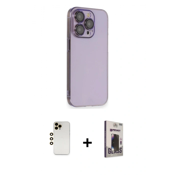 MARSİLYAN™- iPhone 13 Pro Max Kılıf Siluet Minimal Özel Seri - Siyah Bilvis Hayalet Cam Ekran Koruyucu + Shine Kamera Lens - GD